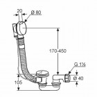 Kludi Rotexa 2000 zestaw odpływowo-przelewowy G 1 1/2 z elastyczną rurą przelewową