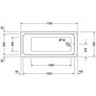 Duravit D-Code wanna prostokątna 170x75 cm do zabudowy