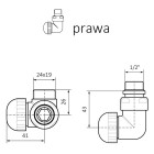 Terma zawór trójosiowy termostatyczny prawy czarny mat