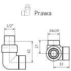 Terma zawór trójosiowy odcinający prawy czarny mat