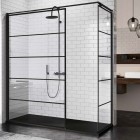 Novellini Kuadra H+H kabina prostokątna walk in 160x100 cm Stripes czarna
