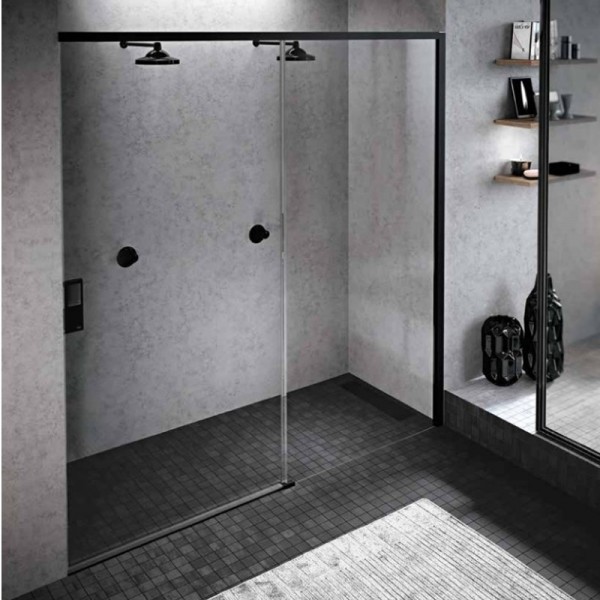 Novellini Opera 2PH drzwi do wnęki rozsuwane 180 cm prawe czarne