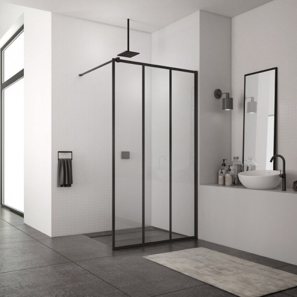 Sanswiss Easy ścianka wolnostojąca WALK IN 80 cm czarna Loft Industrie