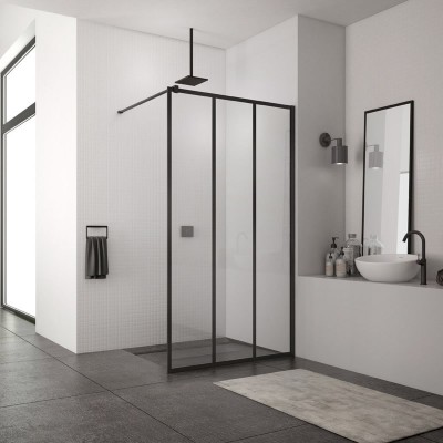 Sanswiss Easy ścianka wolnostojąca WALK IN 100 cm czarna Loft Industrie