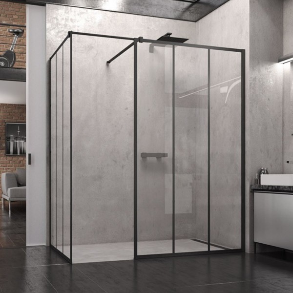 Sanswiss Easy kabina prostokatna WALK IN 100x90 cm czarna Loft Industrie