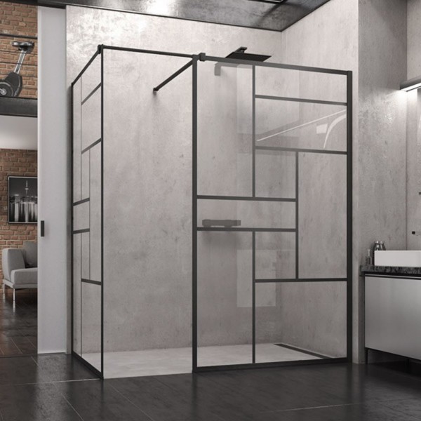 Sanswiss Easy kabina prostokatna WALK IN 100x90 cm czarna Loft 73