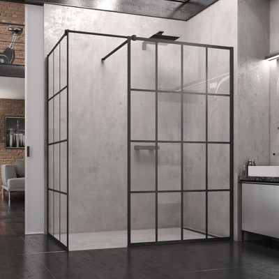 Sanswiss Easy kabina prostokatna WALK IN 140x90 cm czarna Loft 75