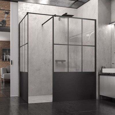 Sanswiss Easy kabina prostokatna WALK IN 120x90 cm czarna Loft 76