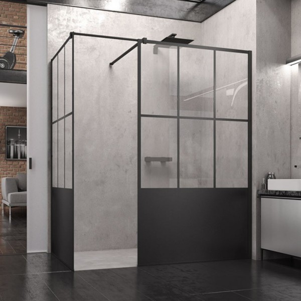 Sanswiss Easy kabina prostokatna WALK IN 140x80 cm czarna Loft 76