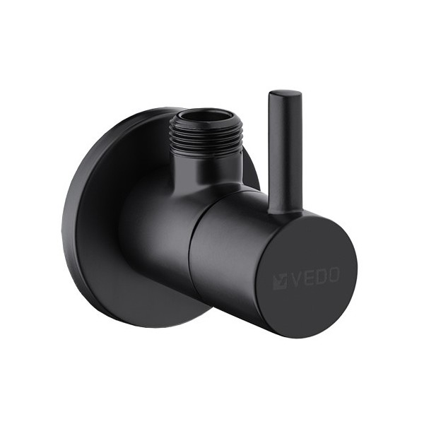 Vedo zaworek pod baterię 1/2 x 3/8 okrągły czarny mat
