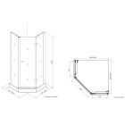 Roca Metropolis Diamond kabina prysznicowa pięciokątna 90 cm AMP3709012M