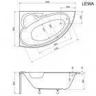 Besco Finezja Nova wanna asymetryczna 140x95 cm biała