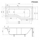 Besco Integra kabino-wanna 170x75 cm + parawan 3-skrzydłowy