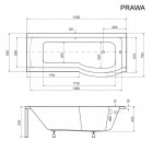 Besco Inspiro kabino-wanna 150x70 cm + parawan 1-skrzydłowy
