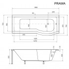 Besco Inspiro kabino-wanna 160x70 cm + parawan 1-skrzydłowy