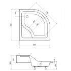 Besco Oliver brodzik półokrągły 80x80 cm