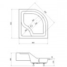 Besco Oliver II brodzik półokrągły 80x80 cm