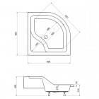 Besco Oliver II brodzik półokrągły 90x90 cm