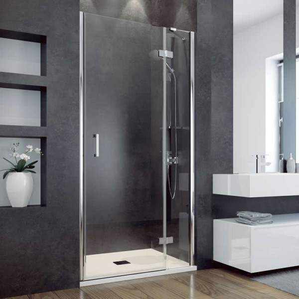 Besco Viva 195 drzwi do wnęki uchylane ze ścianką stałą 100 cm prawe