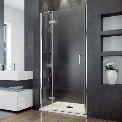 Besco Viva 195 drzwi do wnęki uchylane ze ścianką stałą 100 cm lewe