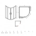 Besco Modern 165 kabina półokrągła drzwi przesuwne 90x90 cm