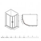 Besco Modern 185 kabina asymetryczna drzwi przesuwne 100x80 cm