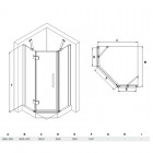 Besco Viva 195 kabina pięciokątna drzwi uchylne 90x90 cm lewa