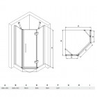 Besco Viva 195 kabina pięciokątna drzwi uchylne 90x90 cm prawa