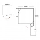 Besco Viva 195 kabina kwadratowa drzwi uchylne+ścianka 90x90 cm prawa