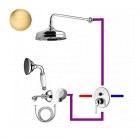 Monoclasic kompletny zestaw prysznicowy deszczownica 20 cm + słuchawka z uchwytem retro chrom MCLZES20CH