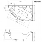 Besco Finezja Nova wanna asymetryczna 140x95 cm biała