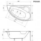 Besco Finezja Nova wanna asymetryczna 155x95 cm biała prawa