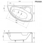 Besco Finezja Nova wanna asymetryczna 170x110 cm biała prawa