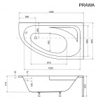 Besco Cornea wanna asymetryczna 140x80 cm biała