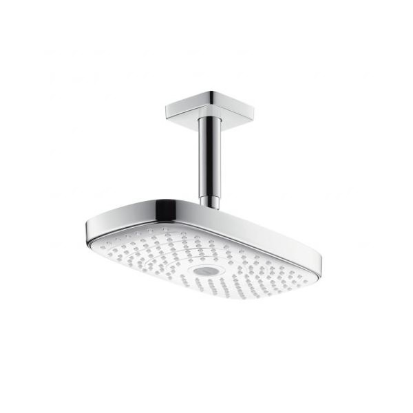 Hansgrohe Raindance Select E deszczownica prostokątna 30x16 cm z ramieniem sufitowym chrom/biały 27384400