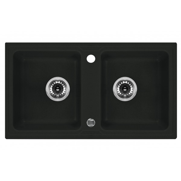 Deante Zorba Zlewozmywak 2-komorowy bez ociekacza - grafitowy