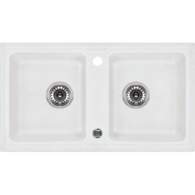 Deante Zorba Zlewozmywak 2-komorowy bez ociekacza - alabaster