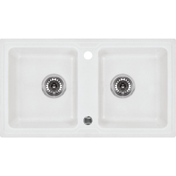 Deante Zorba Zlewozmywak 2-komorowy bez ociekacza - alabaster