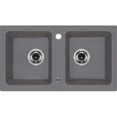 Deante Zorba Zlewozmywak 2-komorowy bez ociekacza - szary metalik