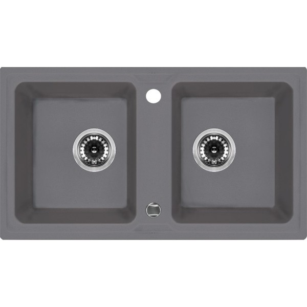 Deante Zorba Zlewozmywak 2-komorowy bez ociekacza - szary metalik