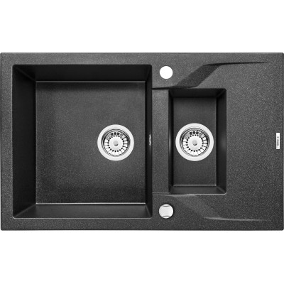 Deante Andante Zlewozmywak 1,5-komorowy z krótkim ociekaczem - grafitowy