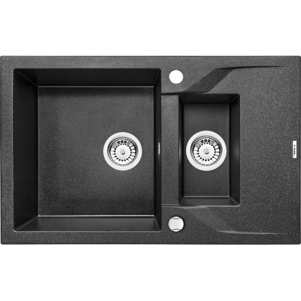 Deante Andante Zlewozmywak 1,5-komorowy z krótkim ociekaczem - grafitowy
