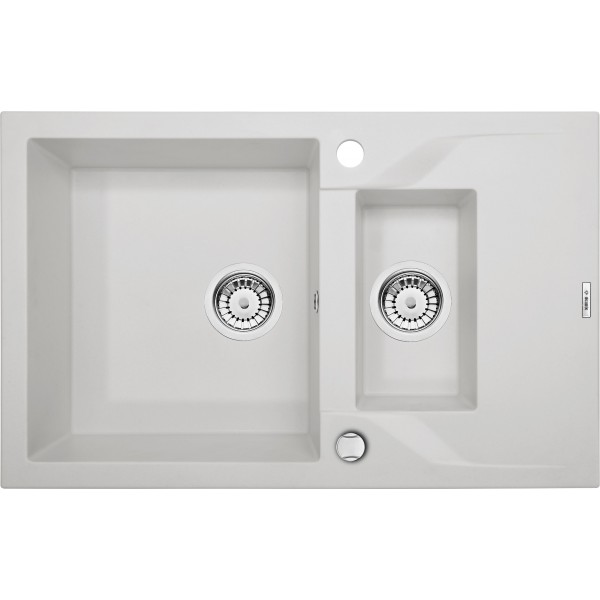 Deante Andante Zlewozmywak 1,5-komorowy z krótkim ociekaczem - alabaster