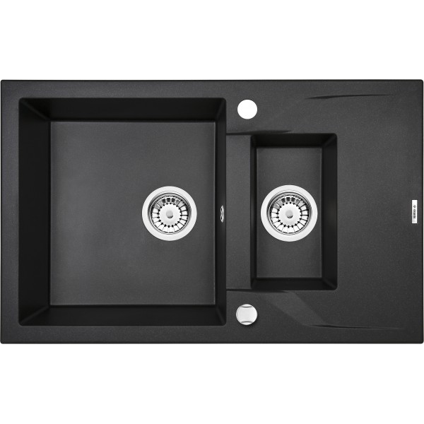 Deante Andante Zlewozmywak 1,5-komorowy z krótkim ociekaczem - grafitowy metalik