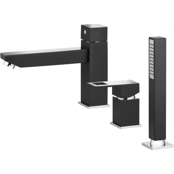 Deante Anemon bateria wannowa 3-otworowa chrom/czarny BCZ B130