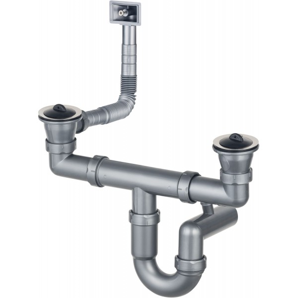 Deante Syfon do zlewozmywaków stalowych 2-komorowych