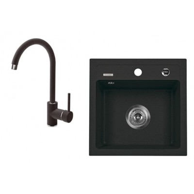 Deante Zorba Zlewozmywak 1-komorowy bez ociekacza + bateria stojąca