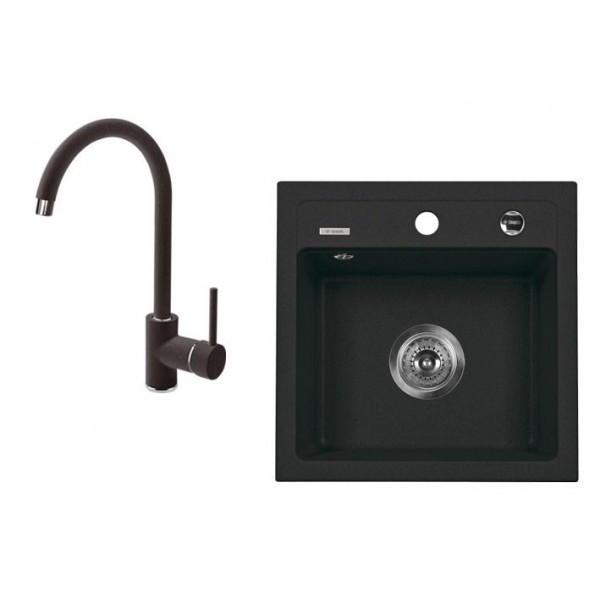 Deante Zorba Zlewozmywak 1-komorowy bez ociekacza + bateria stojąca