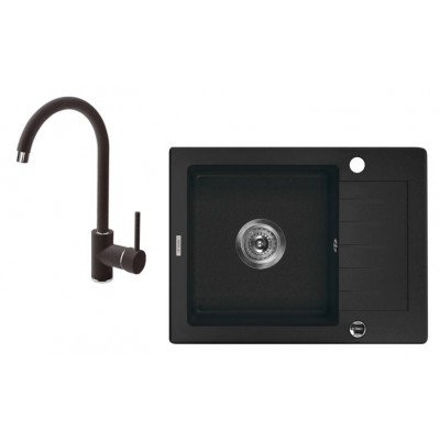 Deante Zorba Zlewozmywak 1-komorowy z krótkim ociekaczem + bateria stojąca