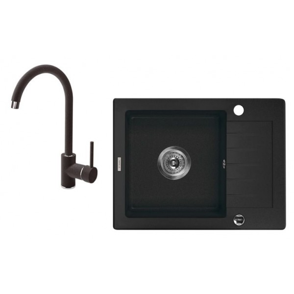 Deante Zorba Zlewozmywak 1-komorowy z krótkim ociekaczem + bateria stojąca